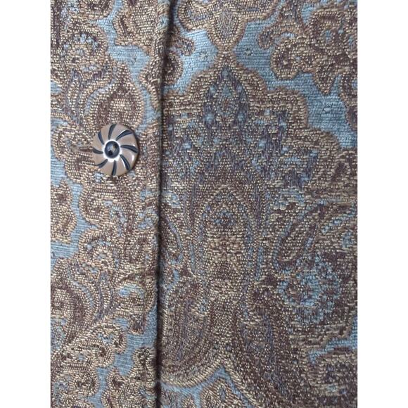 Flashback Blue Brown Full Length Paisley Tapestry Button Up Jacket Womens Size S - Picture 7 of 10